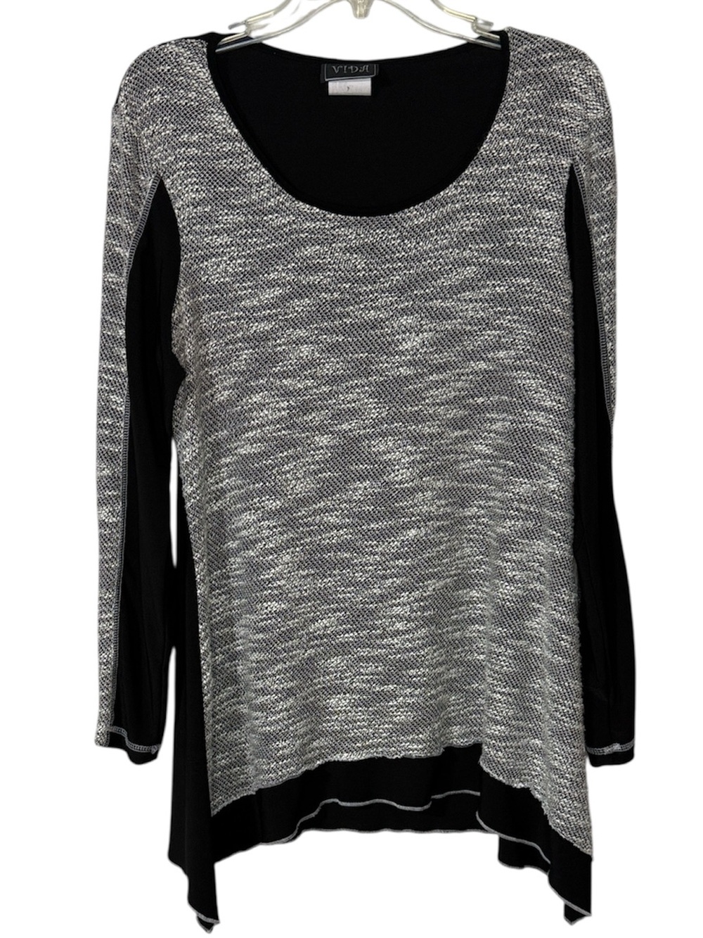 Black and White Marled Knit Layered lookTop